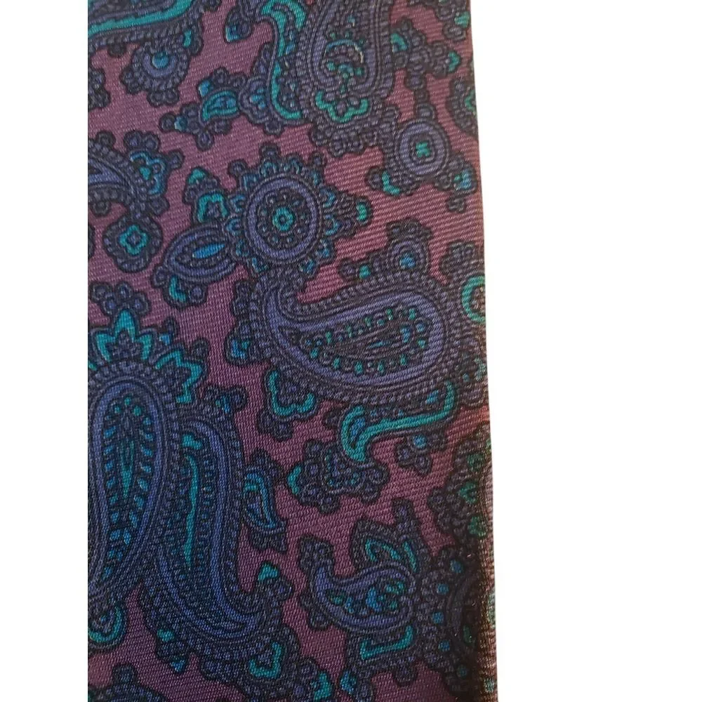 Vintage Contissima Mens Tie Necktie Luxury Purple‎ Blue Paisley Businesscore